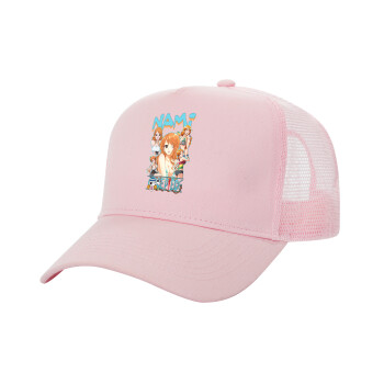 Nami One Piece, Structured Trucker Children's Hat, with Mesh, PINK (100% COTTON, CHILDREN'S, UNISEX, ONE SIZE)