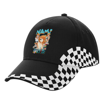 Nami One Piece, Καπέλο Ενηλίκων Ultimate ΜΑΥΡΟ RACING, (100% ΒΑΜΒΑΚΕΡΟ DRILL, ΕΝΗΛΙΚΩΝ, UNISEX, ONE SIZE)