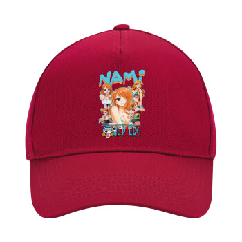 Nami One Piece, Adult Ultimate Hat RED, (100% COTTON DRILL, ADULT, UNISEX, ONE SIZE)