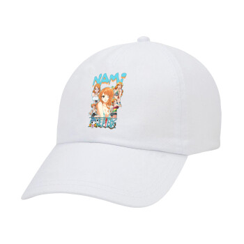 Nami One Piece, Καπέλο Ενηλίκων Baseball Λευκό 5-φύλλο (POLYESTER, ΕΝΗΛΙΚΩΝ, UNISEX, ONE SIZE)