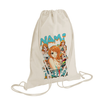 Nami One Piece, Backpack bag GYMBAG natural (28x40cm)