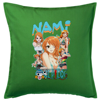 Nami One Piece, Sofa cushion Green 50x50cm includes filling