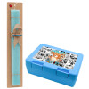 Easter Set, children's snack container BLUE & Easter aromatic flat candle (30cm) (TURQUOISE)