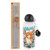 Easter Set, metallic aluminum water bottle (500ml) & aromatic flat Easter candle (30cm) (GRAY)