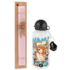 Easter Set, metallic aluminum bottle (500ml) & aromatic flat Easter candle (30cm) (PINK)