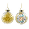 Transparent Christmas tree ball ornament with gold filling 8cm