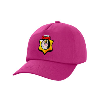 Brawl Stars Byron, Children's Baseball Cap, 100% Cotton Twill, Fuchsia (COTTON, CHILDREN'S, UNISEX, ONE SIZE)