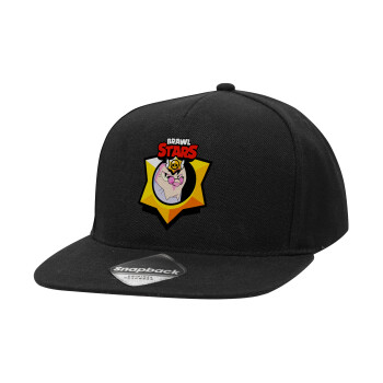 Brawl Stars Byron, Adult Flat Snapback Hat Black, (100% COTTON TWILL, ADULT, UNISEX, ONE SIZE)