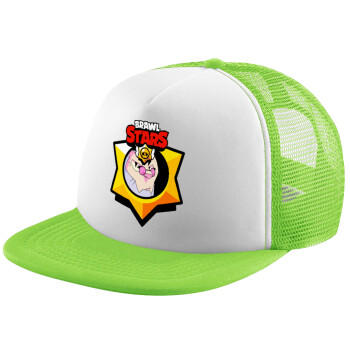 Brawl Stars Byron, Καπέλο παιδικό Soft Trucker με Δίχτυ ΠΡΑΣΙΝΟ/ΛΕΥΚΟ (POLYESTER, ΠΑΙΔΙΚΟ, ONE SIZE)