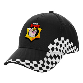 Brawl Stars Byron, Adult Ultimate BLACK RACING Cap, (100% COTTON DRILL, ADULT, UNISEX, ONE SIZE)