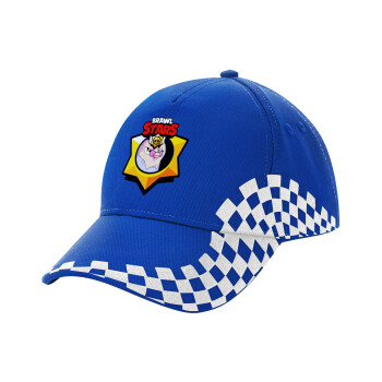 Brawl Stars Byron, Adult Ultimate BLUE RACING Cap, (100% COTTON DRILL, ADULT, UNISEX, ONE SIZE)