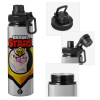 Metallic water bottle with safety cap, 850ml aluminum