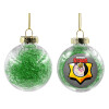 Transparent Christmas tree ball ornament with green filling 8cm