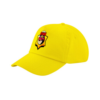 Brawl Stars Fang, Child's Baseball Cap, 100% Cotton Twill, Yellow (COTTON, CHILD, UNISEX, ONE SIZE)