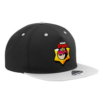 Brawl Stars Fang, Adult Flat Snapback Hat Black/Grey, (100% COTTON TWILL, ADULT, UNISEX, ONE SIZE)