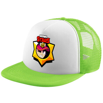 Brawl Stars Fang, Adult Soft Trucker Hat with Mesh GREEN/WHITE (POLYESTER, ADULT, ONE SIZE)