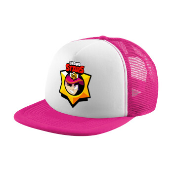 Brawl Stars Fang, Καπέλο παιδικό Soft Trucker με Δίχτυ ΡΟΖ/ΛΕΥΚΟ (POLYESTER, ΠΑΙΔΙΚΟ, ONE SIZE)