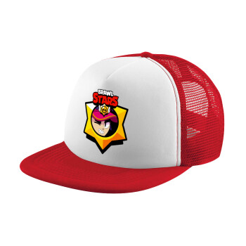 Brawl Stars Fang, Adult Soft Trucker Hat with Red/White Mesh (POLYESTER, ADULT, UNISEX, ONE SIZE)