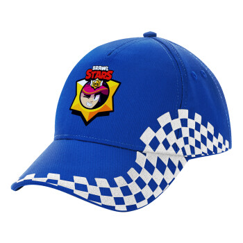 Brawl Stars Fang, Adult Ultimate BLUE RACING Cap, (100% COTTON DRILL, ADULT, UNISEX, ONE SIZE)