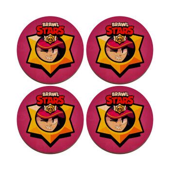 Brawl Stars Fang, ΣΕΤ x4 Σουβέρ ξύλινα στρογγυλά plywood (9cm)