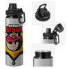 Metallic water bottle with safety cap, 850ml aluminum