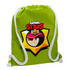 Backpack bag GYMBAG LIME GREEN, with pocket (40x48cm) & thick cords