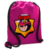 Backpack pouch GYMBAG Fuchsia, with pocket (40x48cm) & thick cords