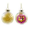 Transparent Christmas tree ball ornament with gold filling 8cm