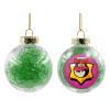 Transparent Christmas tree ball ornament with green filling 8cm