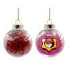 Transparent Christmas tree ball ornament with red filling 8cm