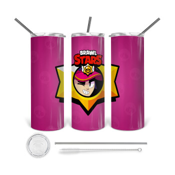 Brawl Stars Fang, 360 Eco friendly ποτήρι θερμό (tumbler) από ανοξείδωτο ατσάλι 600ml, με μεταλλικό καλαμάκι & βούρτσα καθαρισμού