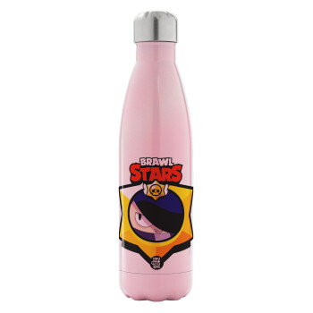 Brawl Stars Edgar, Metal mug thermos Pink Iridiscent (Stainless steel), double wall, 500ml