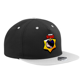 Brawl Stars Edgar, Adult Flat Snapback Hat Black/Grey, (100% COTTON TWILL, ADULT, UNISEX, ONE SIZE)