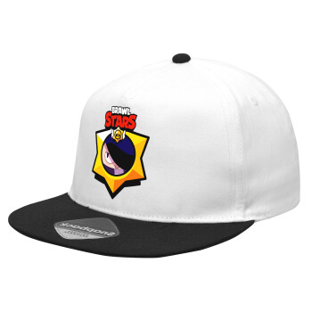 Brawl Stars Edgar, Καπέλο Ενηλίκων Flat Snapback Λευκό/Μαύρο, (100% ΒΑΜΒΑΚΕΡΟ Twill, ΕΝΗΛΙΚΩΝ, UNISEX, ONE SIZE)