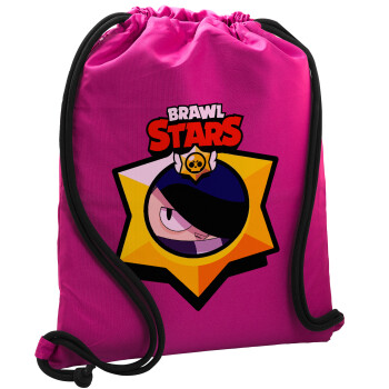 Brawl Stars Edgar, Backpack pouch GYMBAG Fuchsia, with pocket (40x48cm) & thick cords