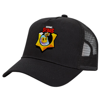 Brawl Stars Sprout, Trucker Hat with Mesh, Black, (COTTON, KIDS, UNISEX, ONE SIZE)