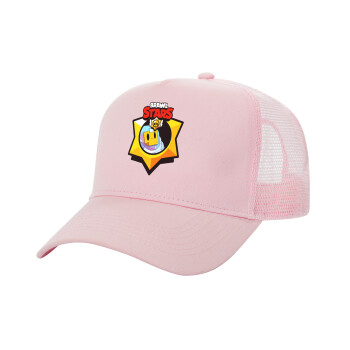 Brawl Stars Sprout, Adult Structured Trucker Hat, with Mesh, PINK (100% COTTON, ADULT, UNISEX, ONE SIZE)