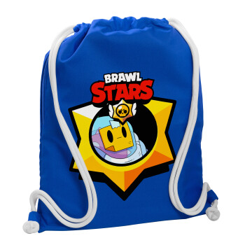 Brawl Stars Sprout, Backpack pouch GYMBAG Blue, with pocket (40x48cm) & thick cords