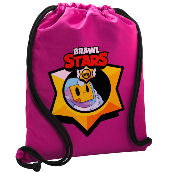 Brawl Stars Sprout, Backpack pouch GYMBAG Fuchsia, with pocket (40x48cm) & thick cords