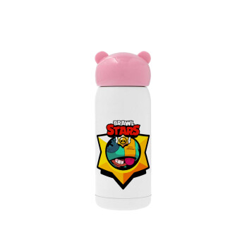 Brawl Stars Leon, Ροζ ανοξείδωτο παγούρι θερμό (Stainless steel), 320ml