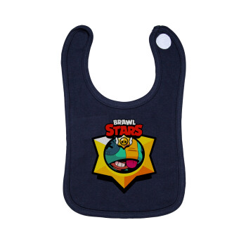 Brawl Stars Leon, Σαλιάρα με Σκρατς 100% Organic Cotton Μπλε (0-18 months)