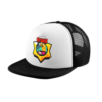 Brawl Stars Leon, Καπέλο παιδικό Soft Trucker με Δίχτυ ΜΑΥΡΟ/ΛΕΥΚΟ (POLYESTER, ΠΑΙΔΙΚΟ, ONE SIZE)