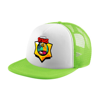 Brawl Stars Leon, Καπέλο παιδικό Soft Trucker με Δίχτυ ΠΡΑΣΙΝΟ/ΛΕΥΚΟ (POLYESTER, ΠΑΙΔΙΚΟ, ONE SIZE)