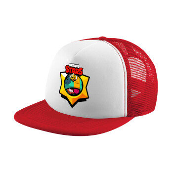 Brawl Stars Leon, Καπέλο παιδικό Soft Trucker με Δίχτυ ΚΟΚΚΙΝΟ/ΛΕΥΚΟ (POLYESTER, ΠΑΙΔΙΚΟ, ONE SIZE)