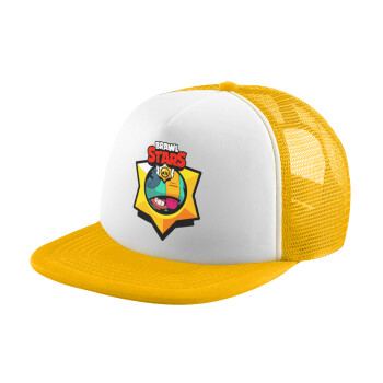 Brawl Stars Leon, Καπέλο Ενηλίκων Soft Trucker με Δίχτυ Κίτρινο/White (POLYESTER, ΕΝΗΛΙΚΩΝ, UNISEX, ONE SIZE)