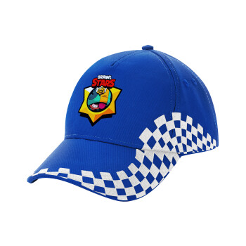 Brawl Stars Leon, Adult Ultimate BLUE RACING Cap, (100% COTTON DRILL, ADULT, UNISEX, ONE SIZE)