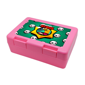 Brawl Stars Leon, Παιδικό δοχείο κολατσιού ΡΟΖ 185x128x65mm (BPA free πλαστικό)