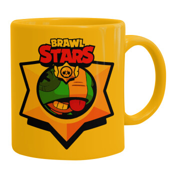 Brawl Stars Leon, Ceramic coffee mug yellow, 330ml