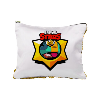 Brawl Stars Leon, Sequin Gold Pouch Cosmetic Bag