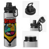 Metallic water bottle with safety cap, 850ml aluminum